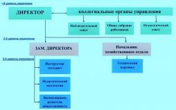 Информация об органах управления и структурных подразделениях (схема) по уровням управления: